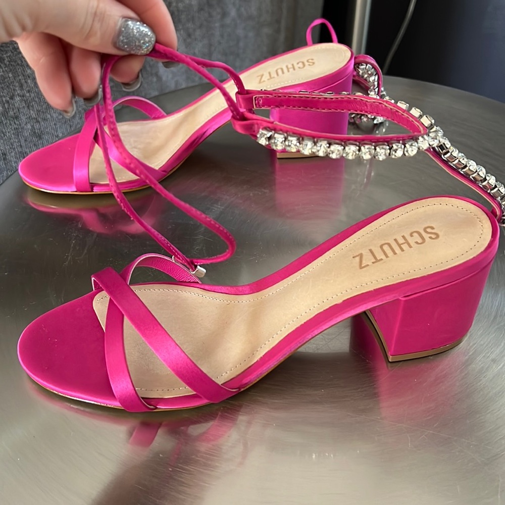 Brand new never worn pink satin heels